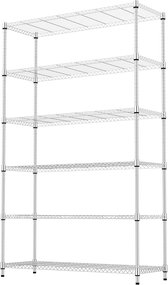 M MZG 6 Tiers Storage Shelves Load 2100LBS, Metal Shelving Wire Metal Shelving - Image 7