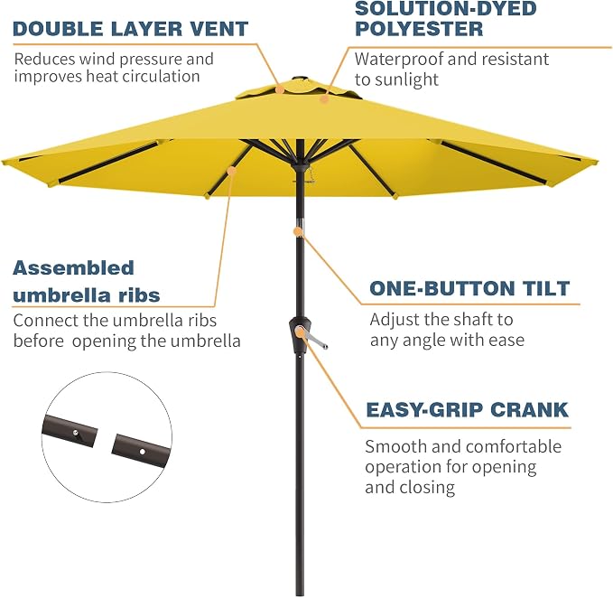 10FT Patio Umbrella, Outdoor Umbrella - Image 2
