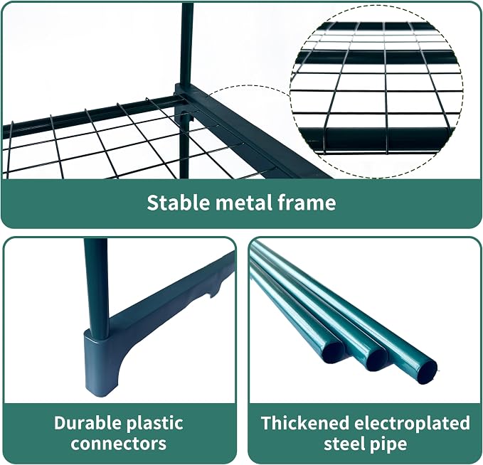 2 Pack Plant Stand Indoor Plant Shelf Outdoor, 4 Tier Metal Greenhouse Shelves - Image 4