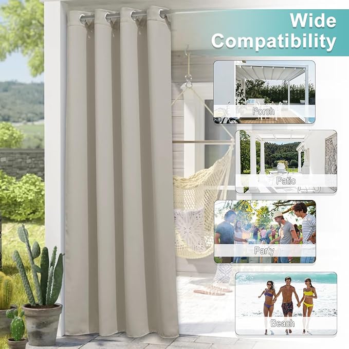 NICETOWN Patio Curtains for Outdoor Waterproof, Machine Washable Rustproof - Image 5
