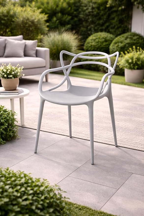 2xhome Modern Dining Chair | Stackable Indoor or Outdoor Entangled Side Chair | - Image 2