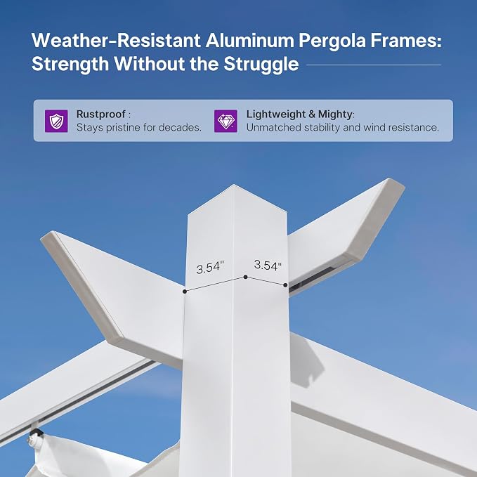 PURPLE LEAF Outdoor Pergola 10' x 13' White Pergola, Double Canopy, anchored - Image 8