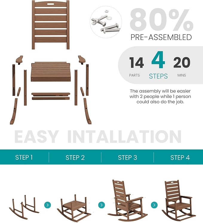 SERWALL HDPE Outdoor Rocking Chair - Image 8