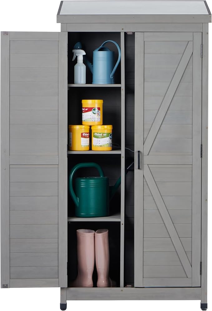 68'' Outdoor Storage Cabinet, Wooden Garden Tool Cabinet by Mederlo