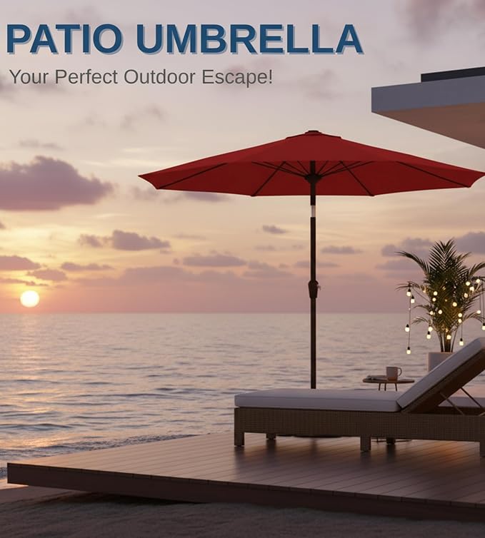 9FT Auto-Tilt Patio Umbrella|Outdoor Market Table Umbrella - Image 8