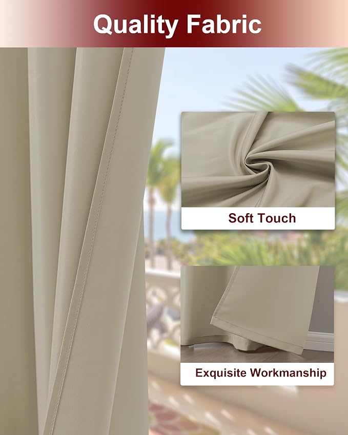 Grommet Outdoor Curtains for Patio Waterproof 8 Pcs 54x95 In Taupe | - Image 4