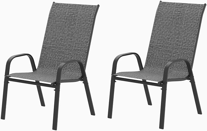 Patio Chairs Set of 2, Outdoor Stackable Dining Chairs by VaJouer