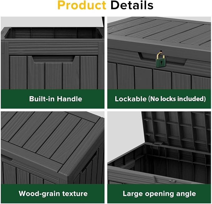 50 Gallon Outdoor Storage Box Waterproof Lockable Deck Boxes | UV Resistant - Image 4