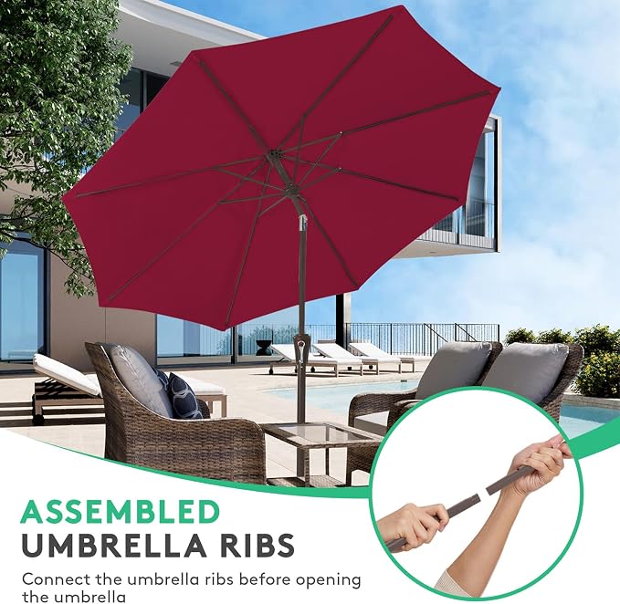 JEAREY 10FT Outdoor Patio Umbrella Outdoor Table Umbrella - Image 4