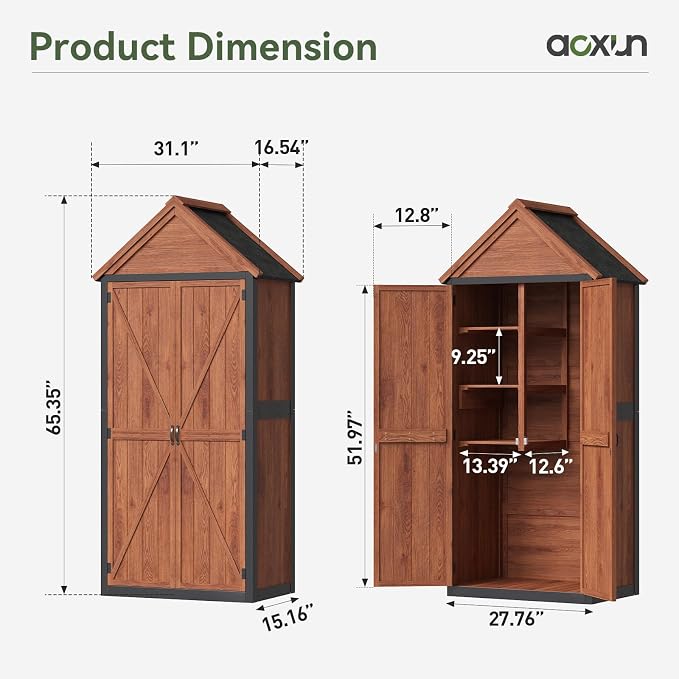 Aoxun Solid Wood Outdoor Cabinet 2.3'x1.3' - Image 2