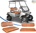 NOKINS 4PCS Golf Cart Diamond Seat Covers Kit, Front and Rear Seat Covers Fits Club Car DS 2000.5-Up Standard Seat Cushion, Club Car DS Vinyl Seat Covers Accessories (All Brown)