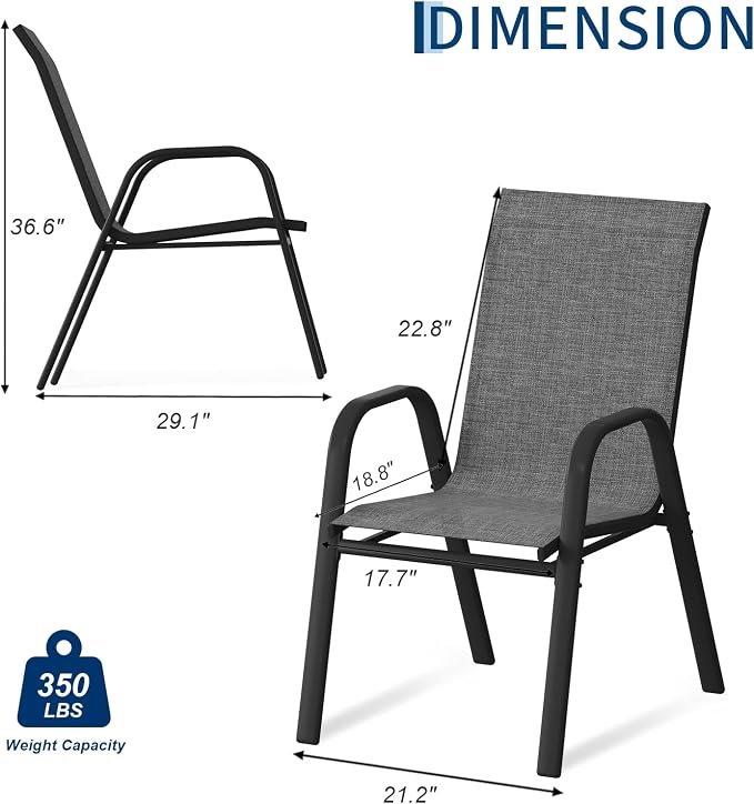 Garvee Patio Chairs Set of 4, Stackable Chairs - Image 3