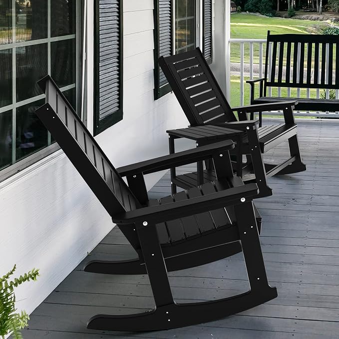 GREENVINES Oversized Outdoor Rocking Chairs Set of 2, HDPE Rocker - Image 6