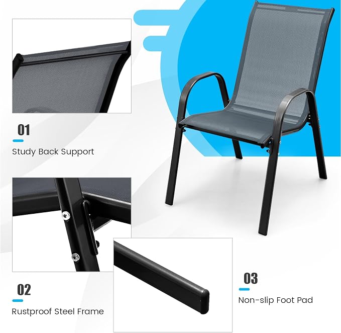 GIANTEX Patio Chairs Set of 2, Stackable Outdoor Dining Chairs - Image 9