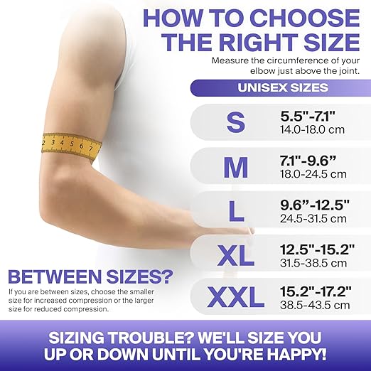 DR. BRACE® Elite Elbow Brace Support, Breathable Elbow Compression Sleeve with Gel Pad for Golfer's, Tennis Elbow & Tendonitis Treatment & Pain Relief 2024 (Purple-White, Large)