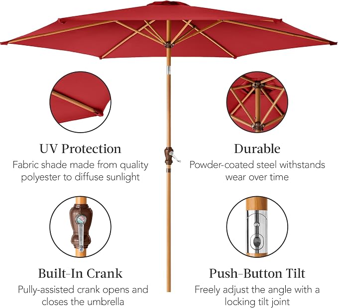 Best Choice Products 10ft Market Umbrella, Outdoor Sun Shade - Image 6