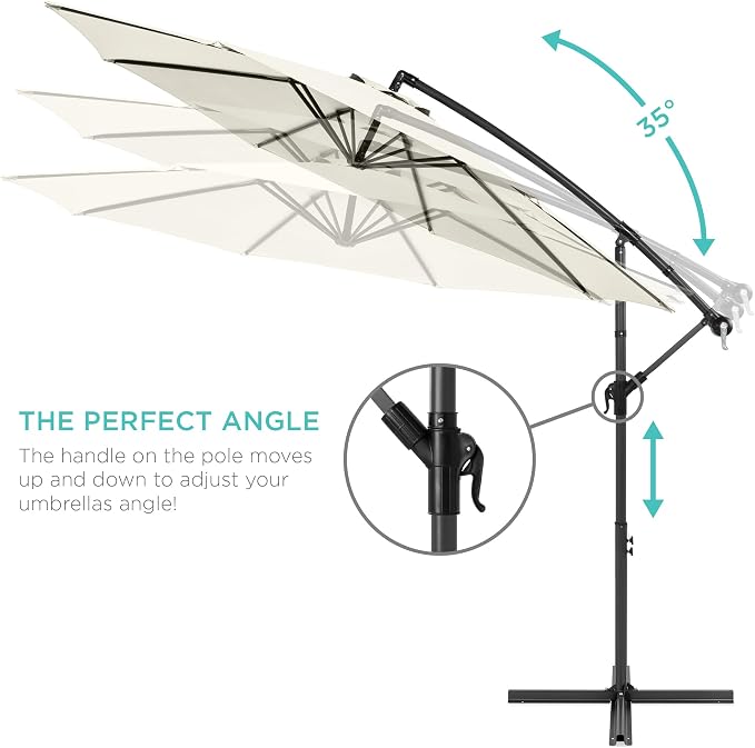 Best Choice Products 10ft Offset Hanging Market Patio Umbrella w/Easy Tilt - Image 4