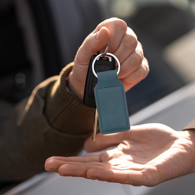 LaserGram Rectangle Keychain, Coat of Arms Germany, Personalized Engraving Included (Slate Blue)