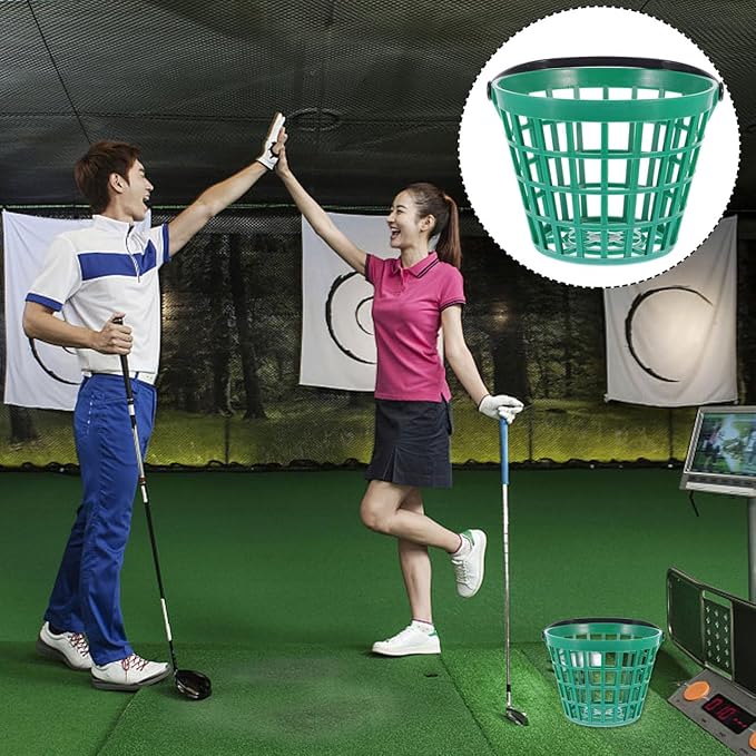 Garneck Golf Ball Storage Basket Nylon Golf Ball Basket Green Golfball Container with Handle Golf Range Bucket Storage Organizer Stadium Accessories for Practice Range and Outdoor Use