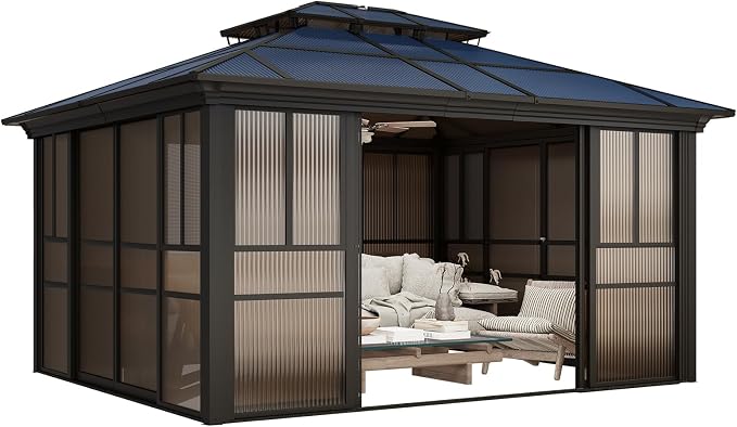 12x14 Sunroom Gazebo, Enclosed Outdoor Solarium - Image 8