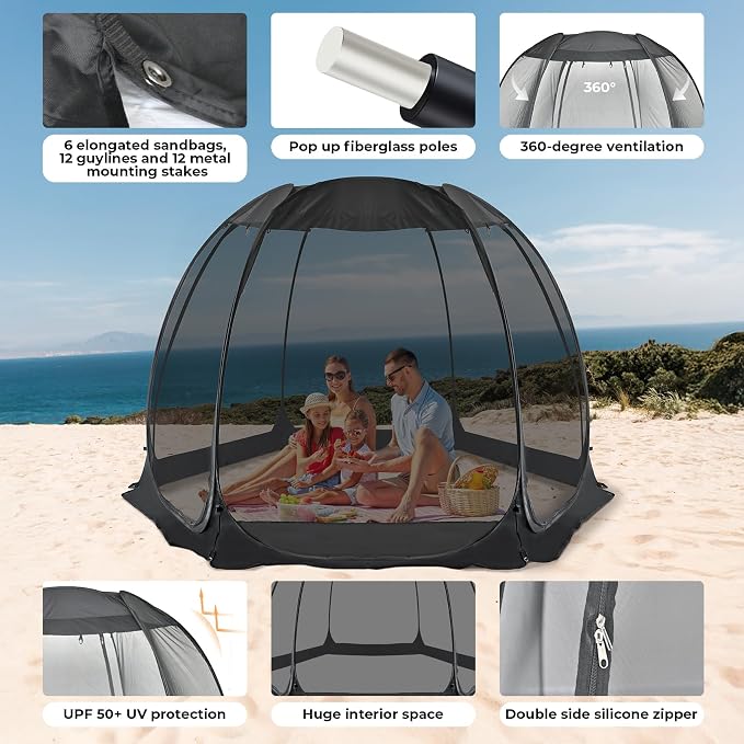 Alvantor Pop Up Screen House Tent, Instant Outdoor Gazebo - Image 5