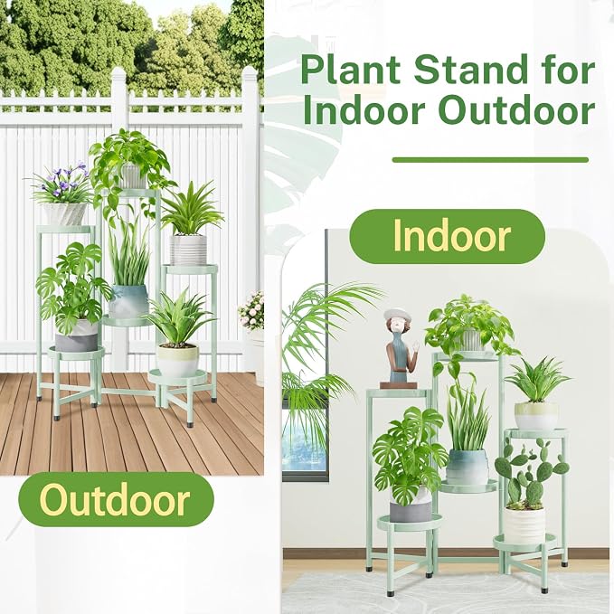 iDavosic.ly Plant Stand Indoor Outdoor, 6 Tier Metal Corner Shelf, Folding - Image 6