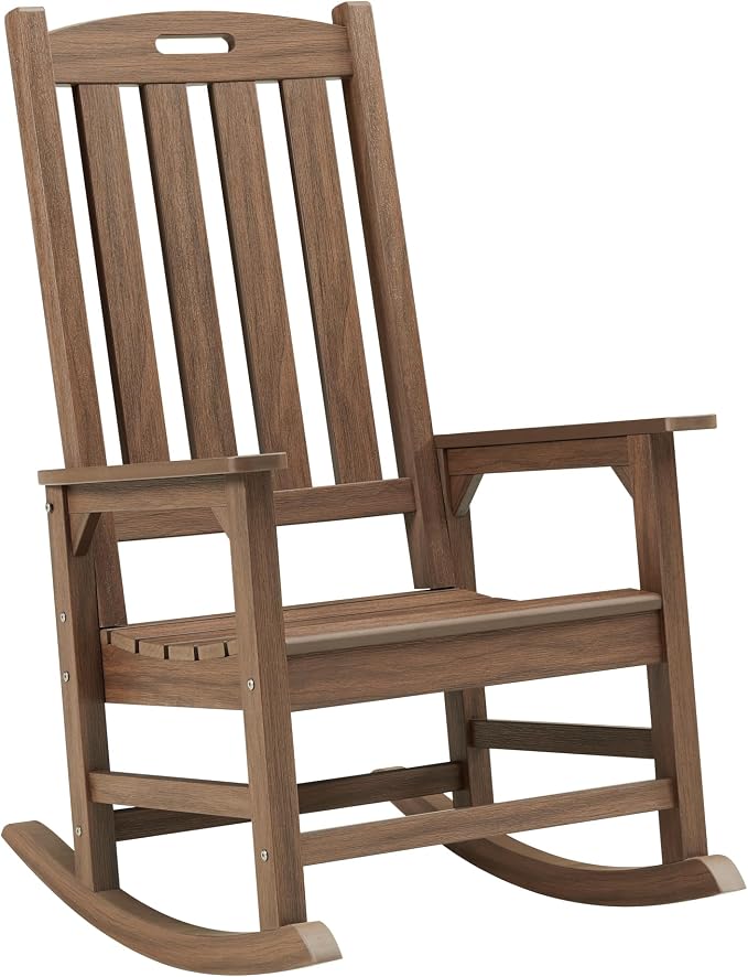 Oversized Outdoor Rocking Chair, HDPE Porch Rocker | High Back Rocking Chairs by PsilvamGardenFurniture