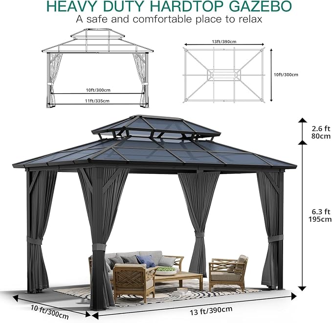 GAOMON 10'x12' Hardtop Gazebo - Image 3