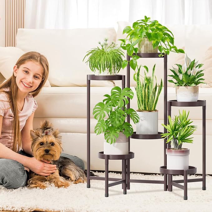iDavosic.ly Plant Stand Indoor Outdoor, 6 Tier Metal Corner Shelf, Bronze | - Image 2