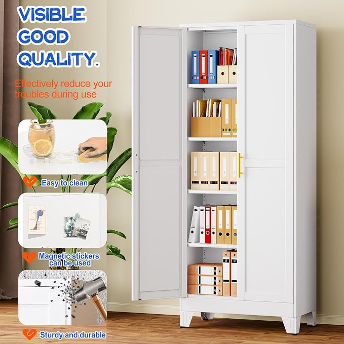 GAIOUS 71''Tall Metal Garage Storage Cabinet, File Cabinet - Image 3