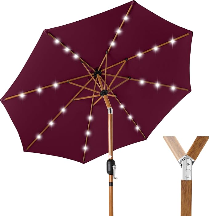 Best Choice Products 10ft Solar Market Patio Umbrella w/Woodgrain Pattern Pole by Unknown