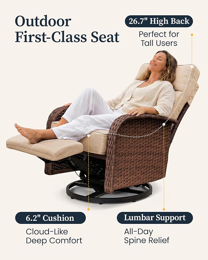 Resort-Grade Recliners Patio Furniture, 6.2" Ultra Thick Cushions | Heavy Duty - Image 6