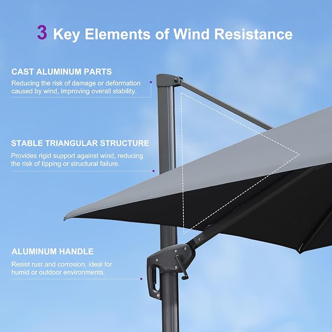 PURPLE LEAF Patio Umbrella 10' X 13' Heavy Duty Umbrella Double Top Grey | - Image 9