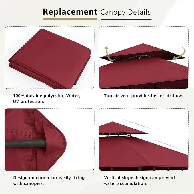 Grill Gazebo Canopy Replacement, 5 x 8 Ft, UV Resistant, Water Resistant - Image 5