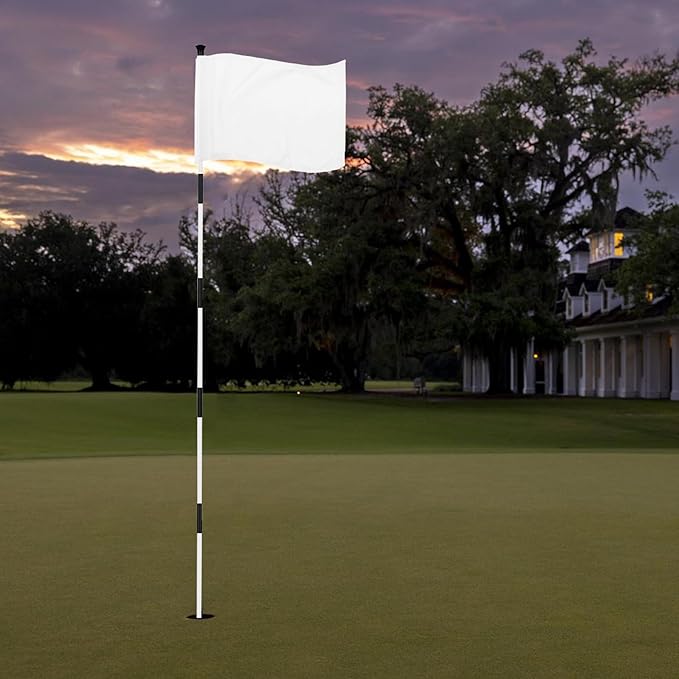 KINGTOP Golf Flag 20x14 Inch - Plain White, 420D Nylon, Tube Inserted - Standard Putting Green Flags for Backyard Practice, Golf Courses, Country Club, 9-Pack