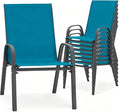 24.4" Wide Outdoor Stackable Chairs Set of 8 | Stacking Patio Chairs by Villeston