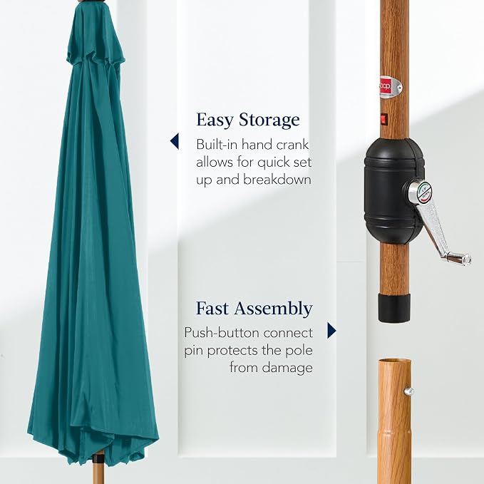 Best Choice Products 10ft Solar Market Patio Umbrella w/Woodgrain Pattern Pole - Image 7