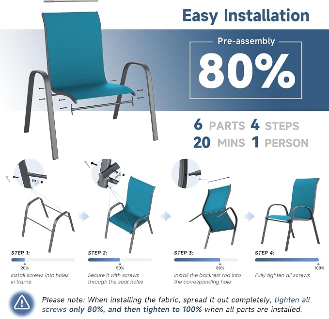 Amopatio Patio Chairs Set of 6, Outdoor Stackable Dining Chairs - Image 5