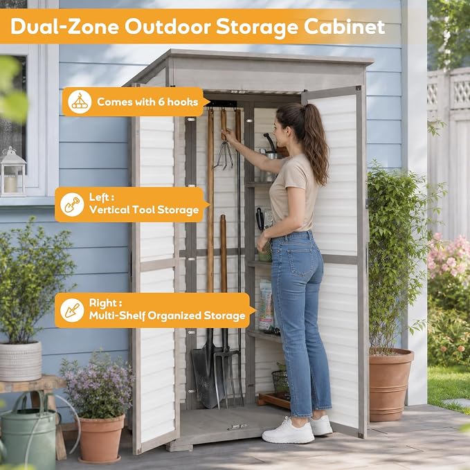 Large Outdoor Storage Cabinet, Weatherproof Garden Shed - Image 7