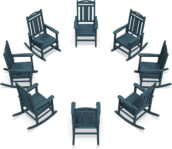 Oversized Outdoor Rocking Chairs Set of 8, 380lbs Heavy-Duty Large Patio Rocker by CIOKEA