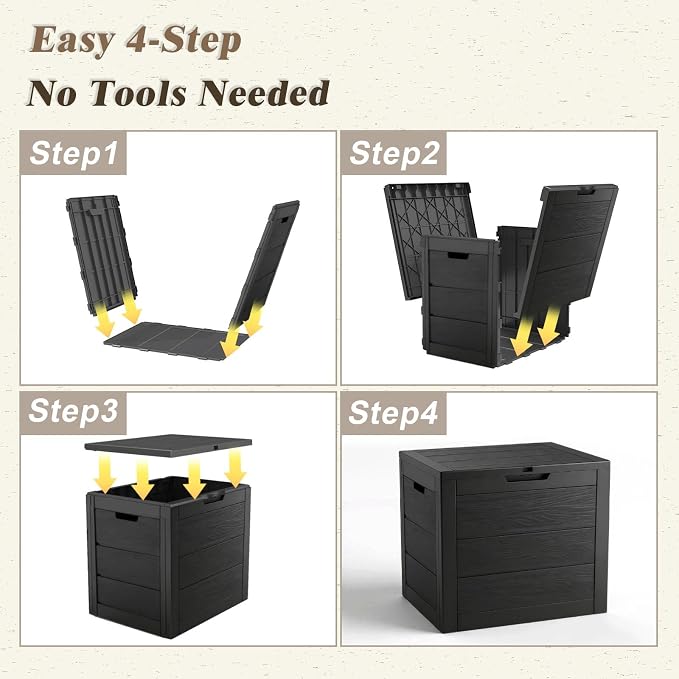 35 Gallon Outdoor Storage Box Waterproof, Deck Boxes Outdoor Waterproof - Image 6
