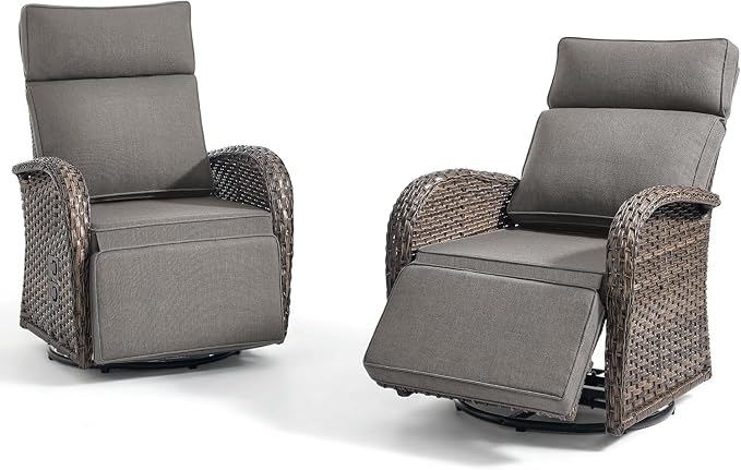 Zero Gravity Patio Swivel Recliner Chairs Set of 2 - Image 7