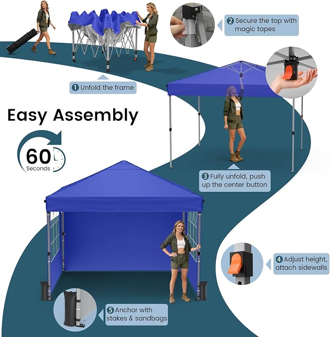 Raynesys 10x10ft Pop Up Canopy Tent - Image 4