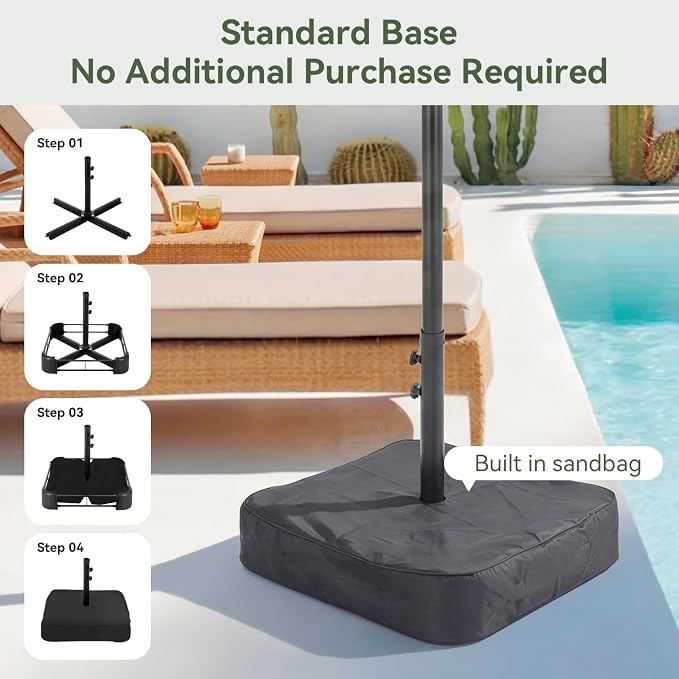 Aoxun 15ft Patio Umbrella with Base Included, Outdoor Double-Sided Rectangular - Image 5