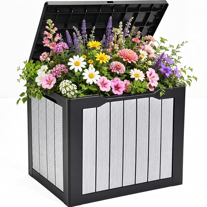 YITAHOME 35 Gallon Deck Box | Waterproof Resin Outdoor Storage Box, Doubles as by YITAHOME