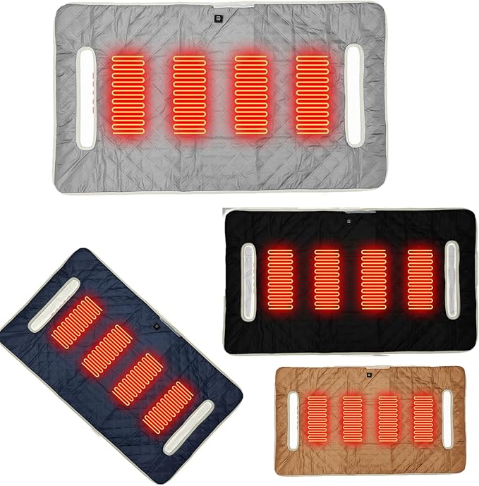 Golf Cart Heater, Heated Golf Cart Seat Cover - USB Powered 4-Zone Warming Pad & Electric Blanket for Golf Carts, 3-Temperature Settings with Portable Foldable Design (Coffee)
