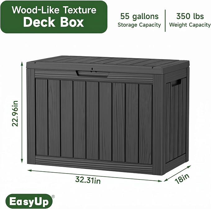 55 Gal Waterproof Resin Outdoor Storage Box UV Resistant Deck Box | Storage - Image 3