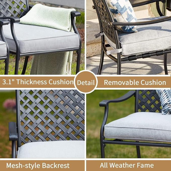 Patio Dining Chairs Stackable Outdoor Chairs Dining Furniture Set of 4 - Image 5