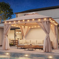 12'x12' Outdoor Gazebo with 100FT String Lights, Metal Heavy Duty Patio Canopy by LAUSAINTHOME