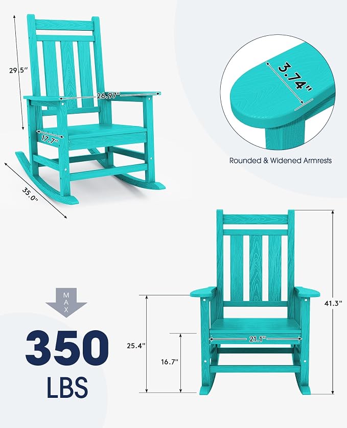 Oversized Outdoor Rocking Chair, HDPE Patio Rockers, Aruba | | All-Weather - Image 3